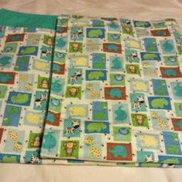 Baby Quilt - Blue Turquoise Baby Boy Blanket Girl Gift One-Of-A-Kind Handmade Cotton - thumbnail 2