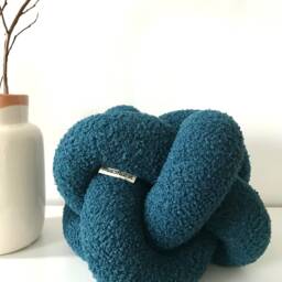 Teal Boucl?? Ball Pillow Decorative Knot Cushion Textured Cute Round Minimalist Home Decor Housewarming Gift - thumbnail 2