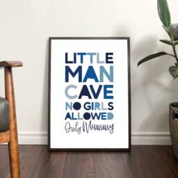 Little Man Cave Print, Boys Blue Nursery Prints, Nursery Wall Art, Bedroom Decor, Playroom Room - thumbnail 3