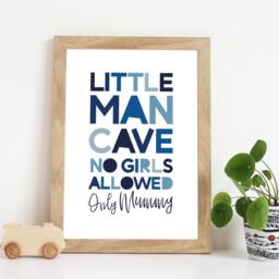 Little Man Cave Print, Boys Blue Nursery Prints, Nursery Wall Art, Bedroom Decor, Playroom Room - thumbnail 1