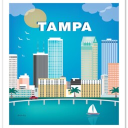 Tampa Print, Tampa Wall Art, Florida Skyline, Loose Petals Vertical Print, Office Artwork, Fl - Style E8-O-Tam - thumbnail 3