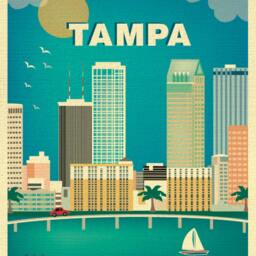 Tampa Print, Tampa Wall Art, Florida Skyline, Loose Petals Vertical Print, Office Artwork, Fl - Style E8-O-Tam - thumbnail 2