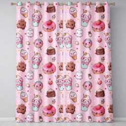 Desserts Cupcakes Donuts & Sweets On Blush Pink Background Seamless Pattern Readymade Eyelet Ring Top Thermal 100% Blackout Curtains - thumbnail 2