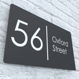 Modern Contemporary Floating Property Number Door Sign Plaque - Gray - Exa4-C-H2-27W-Lg - thumbnail 3