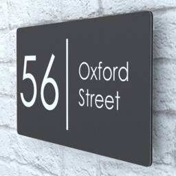 Modern Contemporary Floating Property Number Door Sign Plaque - Gray - Exa4-C-H2-27W-Lg - thumbnail 2