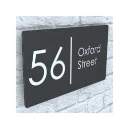 Modern Contemporary Floating Property Number Door Sign Plaque - Gray - Exa4-C-H2-27W-Lg - thumbnail 1