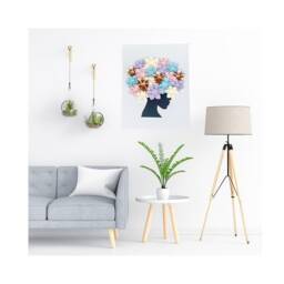 Afro Floral Art, African American Paper Flower Afro, Wall Girl Canvas Flowers, Home Decor, Design - thumbnail 2