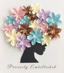 Afro Floral Art, African American Paper Flower Afro, Wall Girl Canvas Flowers, Home Decor, Design - thumbnail 1