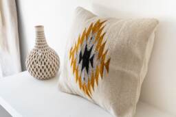 Zapotec Woven Wool Cushion, Decorative Throw Pillow, Mexican Textile Handwoven Pillow, Boho Throw Pillow - thumbnail 1