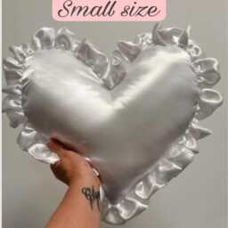 White Satin Frilled Heart Pillow Cushion With Ruffles Handmade Valentine Gift Small & Large Sizes - 24 Colours - thumbnail 2