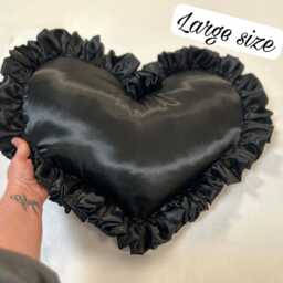 White Satin Frilled Heart Pillow Cushion With Ruffles Handmade Valentine Gift Small & Large Sizes - 24 Colours - thumbnail 3