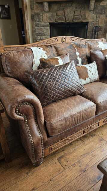 Handmade Leather Cushion Cover - Genuine Diamond Stitch Walnut Various Sizes - image 1