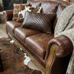 Handmade Leather Cushion Cover - Genuine Diamond Stitch Walnut Various Sizes - thumbnail 3