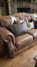 Handmade Leather Cushion Cover - Genuine Diamond Stitch Walnut Various Sizes - thumbnail 1