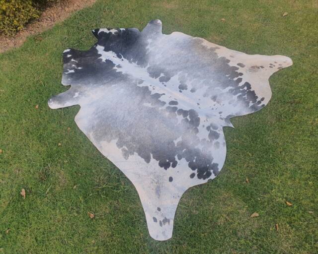 Gray White Cowhide Rug , Salt & Pepper - Natural Cowskin Rugs Leather Rugs For Bedroom - image 1