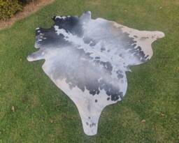 Gray White Cowhide Rug , Salt & Pepper - Natural Cowskin Rugs Leather Rugs For Bedroom - thumbnail 1