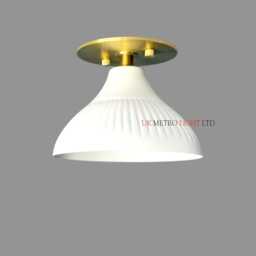 Modern Brass Flush Mount Light - White Minimalist Ceiling Fixture - thumbnail 3