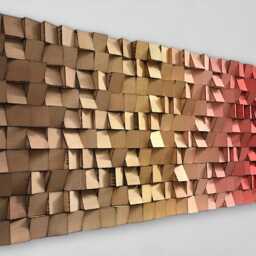 Wood Wall Art - Handmade Sound Diffuser Brown Gold Red Decor - thumbnail 2