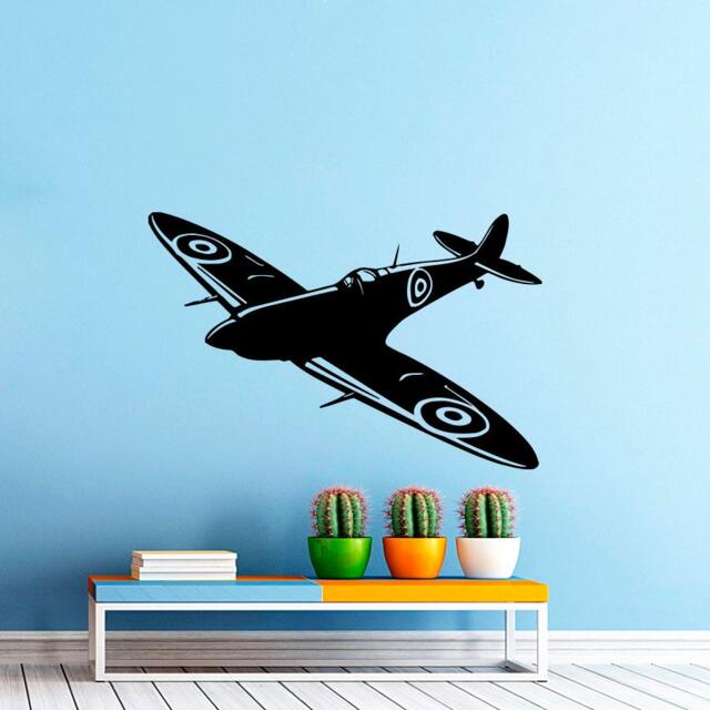 Wall Decals For Nursery Airplane Vinyl Sticker Fighter Spitfire Decal Art Design Boy Room Window Bedroom Dorm Living Chu253 - image 1