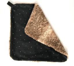 Leopard Lovey, Security Blanket, Blankie, Minky Baby Black & Gold New Gift, Star Lovey