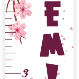 Kids Height Ruler - Growth Chart Ruler Canvas Gift For Baby Girl Room Name Pink Nursery - thumbnail 2