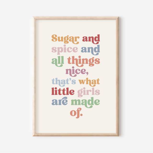 Sugar & Spice All Things Nice, Nursery Print, Kids Bedroom, Playroom Wall Art, Unframed, A1/A2/A3/A4/A5, Rhyme - image 1