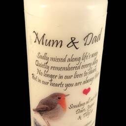 Mum & Dad Personalised Memorial Candle Funeral Remembrance Keepsake Loving Memory - thumbnail 2