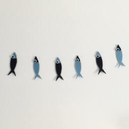 Fish Felt Garland, Nursery Decor, Sardine Wall Hanging, Handmade, Nautical Baby Shower, Party Kids Room, Sea - thumbnail 2