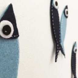 Fish Felt Garland, Nursery Decor, Sardine Wall Hanging, Handmade, Nautical Baby Shower, Party Kids Room, Sea - thumbnail 3