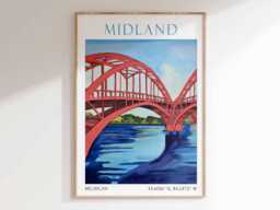 Midland Tridge Poster, Michigan Print, Usa City Art, Art Wall - thumbnail 1