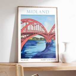 Midland Tridge Poster, Michigan Print, Usa City Art, Art Wall - thumbnail 2