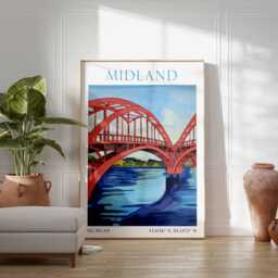 Midland Tridge Poster, Michigan Print, Usa City Art, Art Wall - thumbnail 3