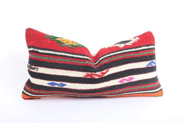 Kilim Lumbar Pillow Cover - 12x24 Turkish Bohemian Cushion - image 1