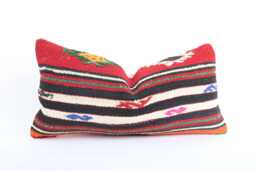 Kilim Lumbar Pillow Cover - 12x24 Turkish Bohemian Cushion - thumbnail 1