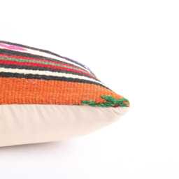Kilim Lumbar Pillow Cover - 12x24 Turkish Bohemian Cushion - thumbnail 4