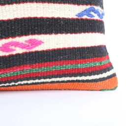 Kilim Lumbar Pillow Cover - 12x24 Turkish Bohemian Cushion - thumbnail 2