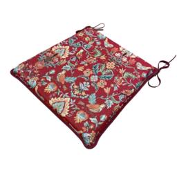 William Red Tapestry - William Morris Design Tapered Tie-On Seat Pad. Garden/Patio/Kitchen/Dining - thumbnail 3