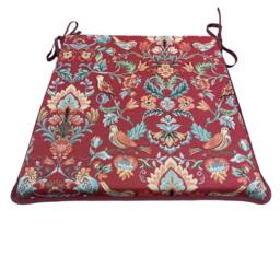 William Red Tapestry - William Morris Design Tapered Tie-On Seat Pad. Garden/Patio/Kitchen/Dining - thumbnail 2
