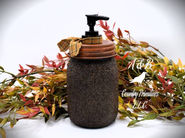 Grubby Hand Soap Dispenser, Mason Jar Pump, Country Farmhouse Bathroom, Rustic Primitive Decor - image 1