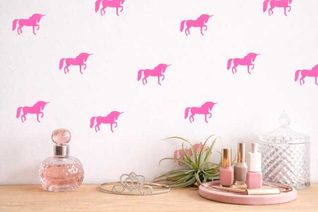 Unicorn Wall Decals Peel & Stick, 40 Stickers - Left + Right, Removable Vinyl Nursery Kids Room Bedroom Decor, 3 - image 1