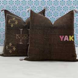 Yakiti-Square Moroccan Pillows 20x20, Aka Cactus Silk Pillow, Decorative Pillows, Sabra Pillows, Decor Designer Cactus Silk - thumbnail 2