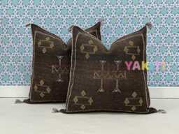 Yakiti-Square Moroccan Pillows 20x20, Aka Cactus Silk Pillow, Decorative Pillows, Sabra Pillows, Decor Designer Cactus Silk - thumbnail 1