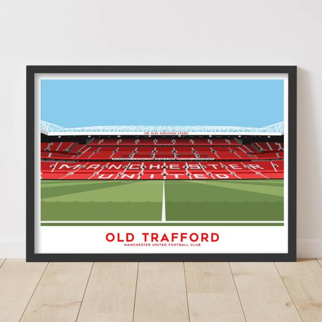 Manchester United Print - Old Trafford Stadium Illustration Football Art Poster - image 1