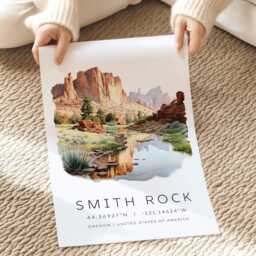 Smith Rock Travel Print, Oregon Art Posters, Us State Parks, Home Decor, Icons, Gifts, New Gift, Holiday Wall - thumbnail 2