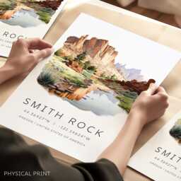 Smith Rock Travel Print, Oregon Art Posters, Us State Parks, Home Decor, Icons, Gifts, New Gift, Holiday Wall - thumbnail 1