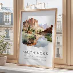 Smith Rock Travel Print, Oregon Art Posters, Us State Parks, Home Decor, Icons, Gifts, New Gift, Holiday Wall - thumbnail 3