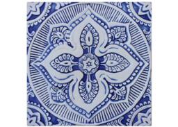 Handmade Tile For Wall Hanging Decor With Mandala Design Made From Ceramic, Outdoor Art, Bathroom Tile, #5 30cm Blue - thumbnail 1