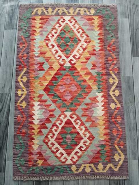 Kilim Rug Multicolour, Handmade Artisan Afghan Turkish Persian Qashqai Navajo Bohemian Natural Wool Flatweave 128x78 cm - image 1
