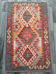 Kilim Rug Multicolour, Handmade Artisan Afghan Turkish Persian Qashqai Navajo Bohemian Natural Wool Flatweave 128x78 cm - thumbnail 1