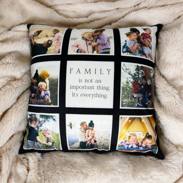 Personalized Family Photo Collage Cushion Cover Custom Quote Pillow - image 1